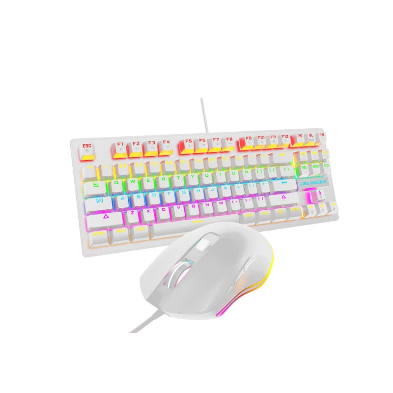 Kit Teclado Mecânico e Mouse Gamer Luuk Young BE-K1 com Switch Azul, 3200 DPI, LED RGB, ABNT2, 60% Compacto – Branco