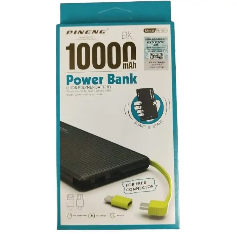 Carregador Portátil Power Bank para V8/Lightning 10.000mAh Bateria Portátil Pineng