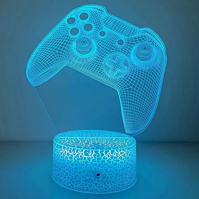 Luminária 3D LED para Quarto Gamer – Luz Noturna Criativa e Presente Perfeito