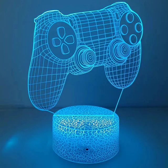 Luminária 3D LED para Quarto Gamer – Luz Noturna Criativa e Presente Perfeito