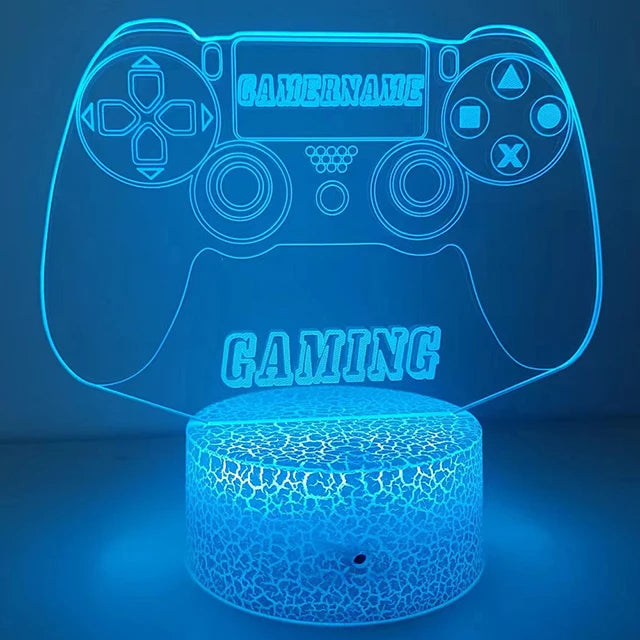 Luminária 3D LED para Quarto Gamer – Luz Noturna Criativa e Presente Perfeito