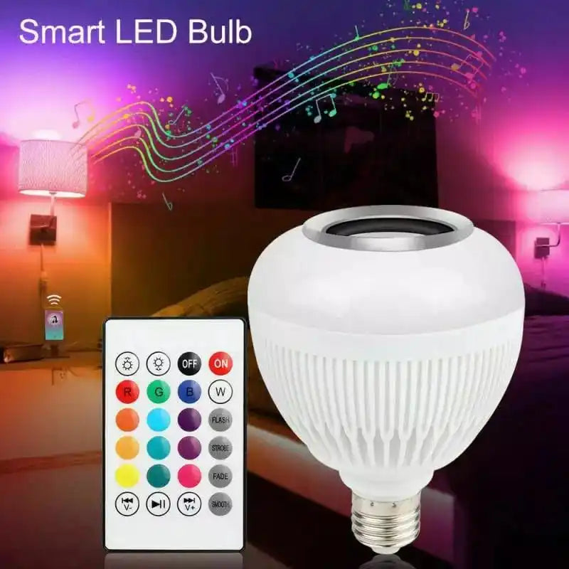 Lâmpada Bluetooth LED com Caixa de Som 12W e Controle Remoto – RGB Multicolor para Festa e Ambiente