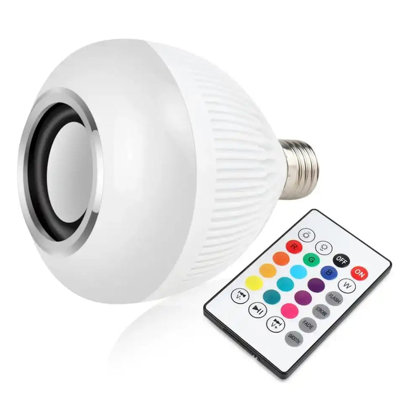 Lâmpada Bluetooth LED com Caixa de Som 12W e Controle Remoto – RGB Multicolor para Festa e Ambiente