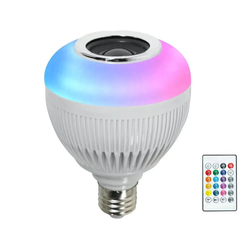 Lâmpada Bluetooth LED com Caixa de Som 12W e Controle Remoto – RGB Multicolor para Festa e Ambiente